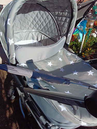 Grey white star pram - &,